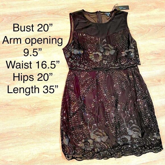 NWT SKY PLUS JET BLACK SEQUIN PEPLUM DRESS 2X - Picture 15 of 15